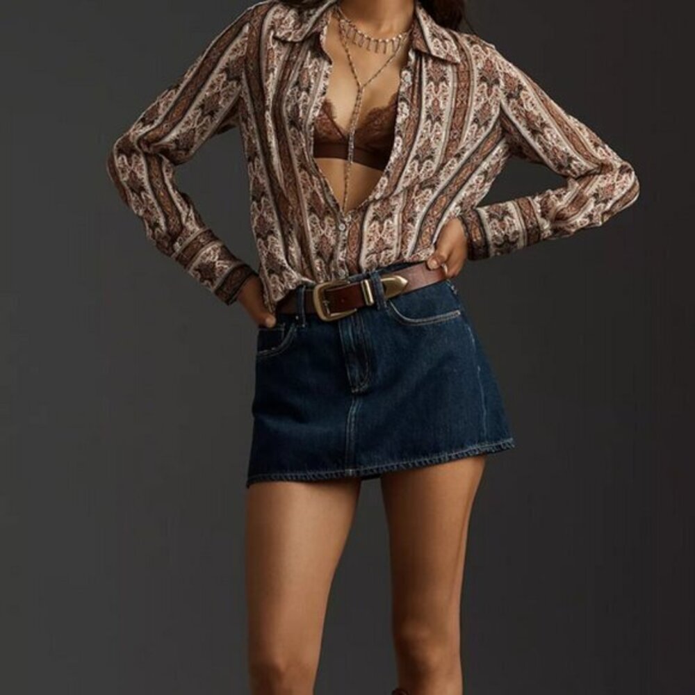 Vintage y2k Paige denim canyon micro mini skirt xs s 27 made in USA